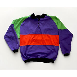 Vintage 80s 90s Lavon Sport Collared Color Block Rugby Sweatshirt Men’s Medium